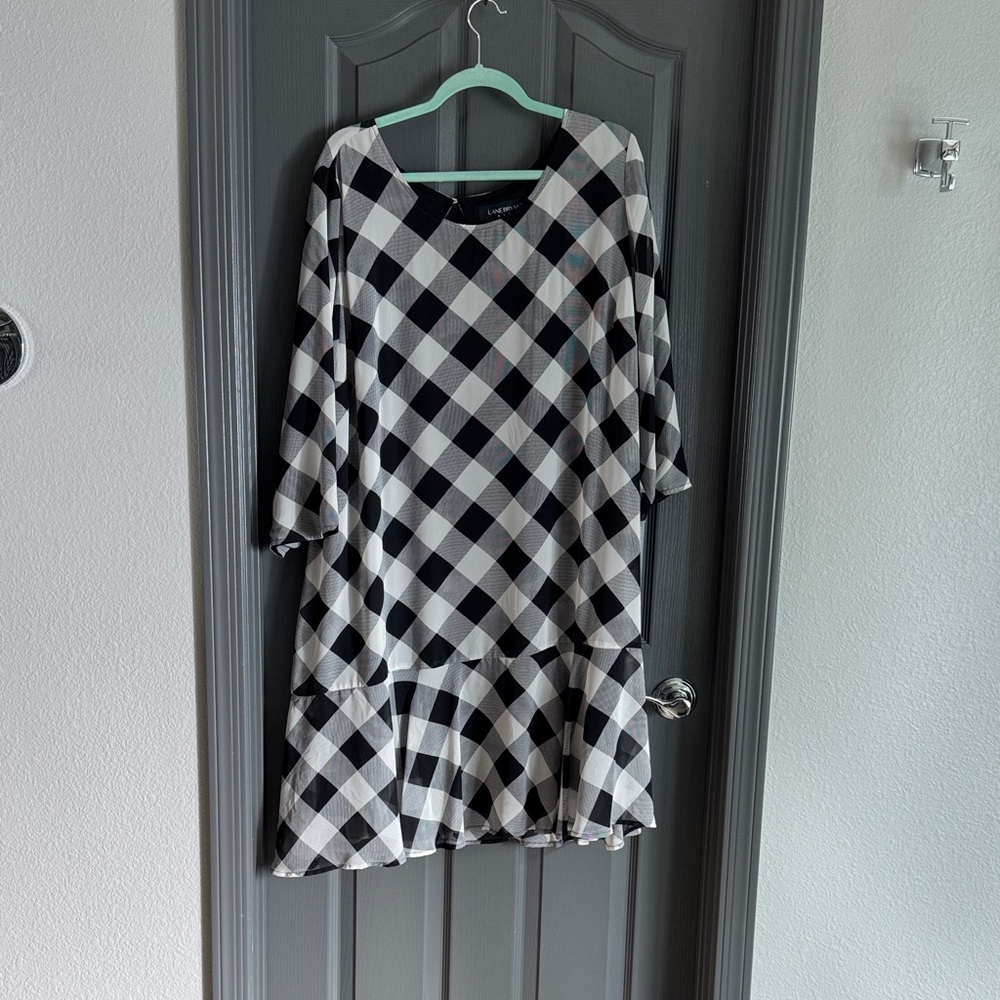 Lane Bryant 26 Checkered Black and White Dress with Black Liner
